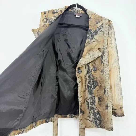 New York Extremes Black Taupe Snake Print Double Breasted Sheer Sleeve Blazer - Picture 11 of 16